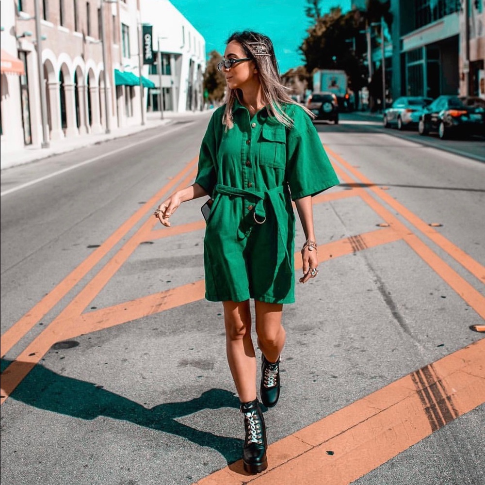 Green cargo jumpsuit
